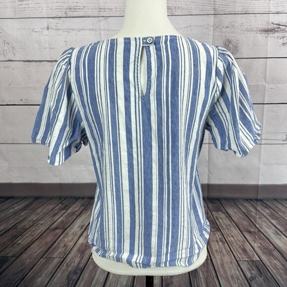 Cabi 5343 Top Shirt Small Blue‎ White Wing Striped Linen Beach Costal Nautical - Picture 4 of 9